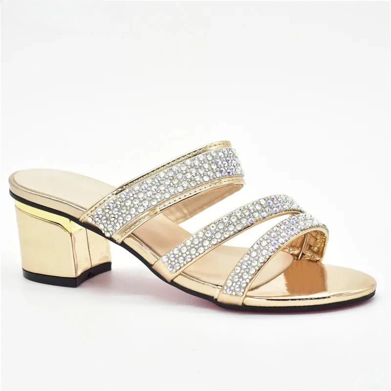 Italian Style Summer Slippers Sweet Style for Royal Wedding Party Sling Backs Sandals Rhinestone Women Wedding Shoes