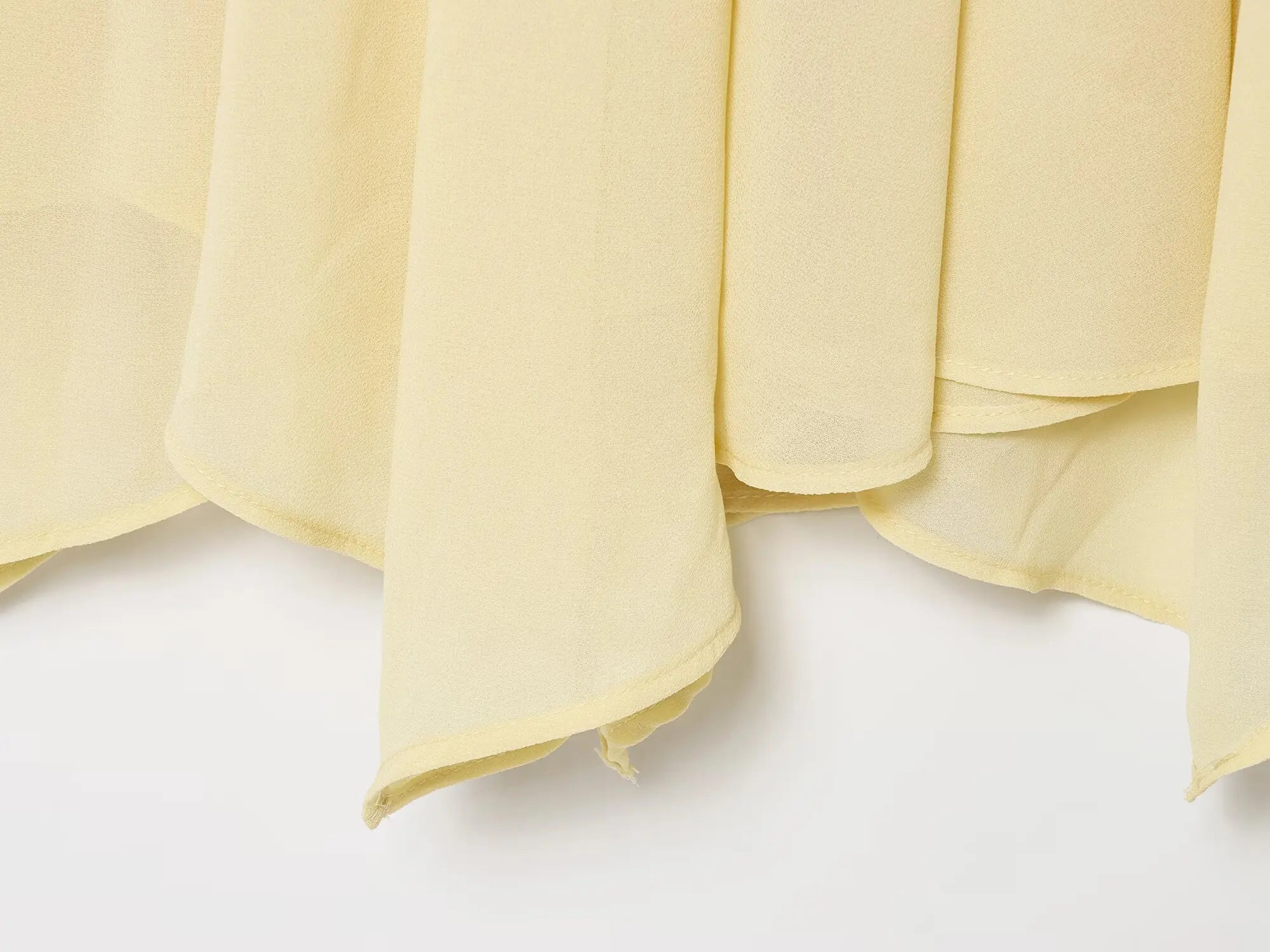 Elegant Yellow Chiffon Midi Skirt High Waist Drawstring Loose Fit Women's Summer Holiday Fashion A-Line Skirts