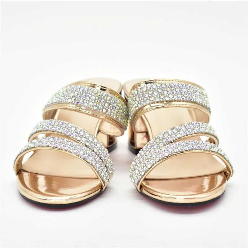 Italian Style Summer Slippers Sweet Style for Royal Wedding Party Sling Backs Sandals Rhinestone Women Wedding Shoes