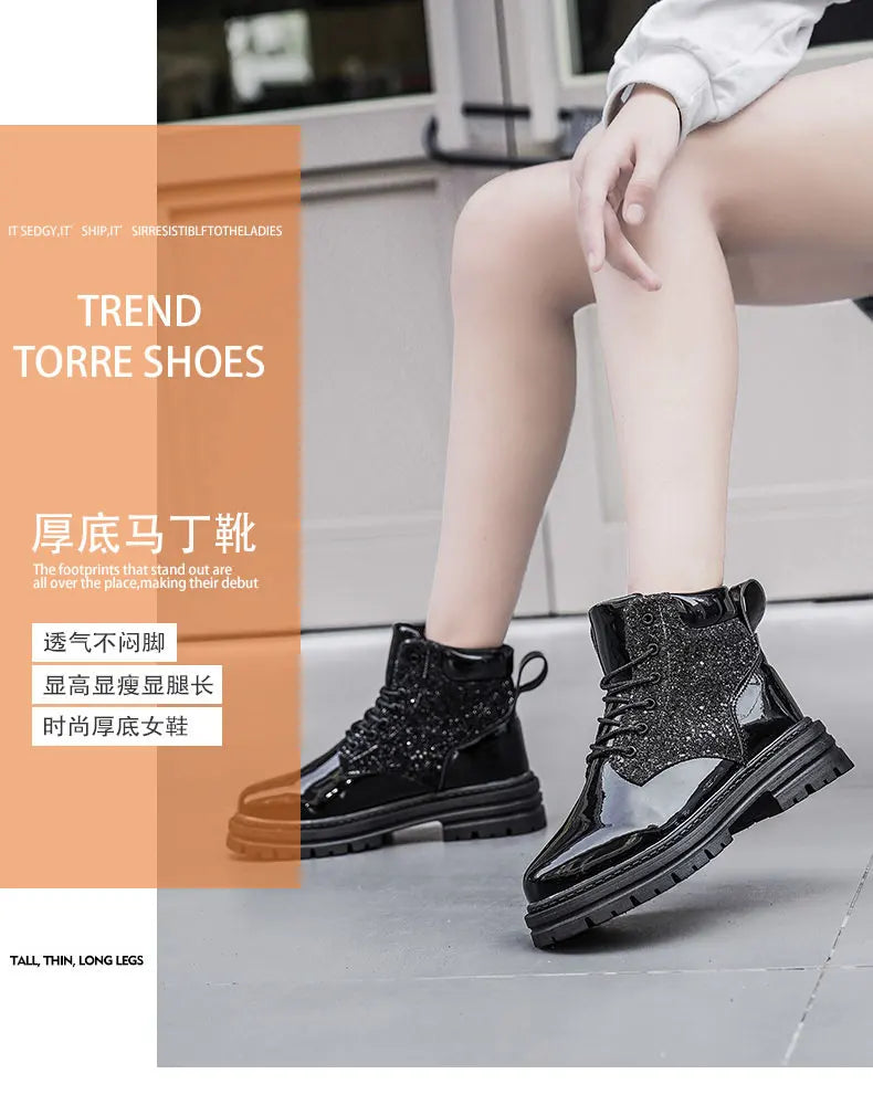 Fashion Women Casual Boots Black Outdoor Lady Luxury Brand Motorcycle Boot High Top Autumn Female Popular Leisure Walking Boots