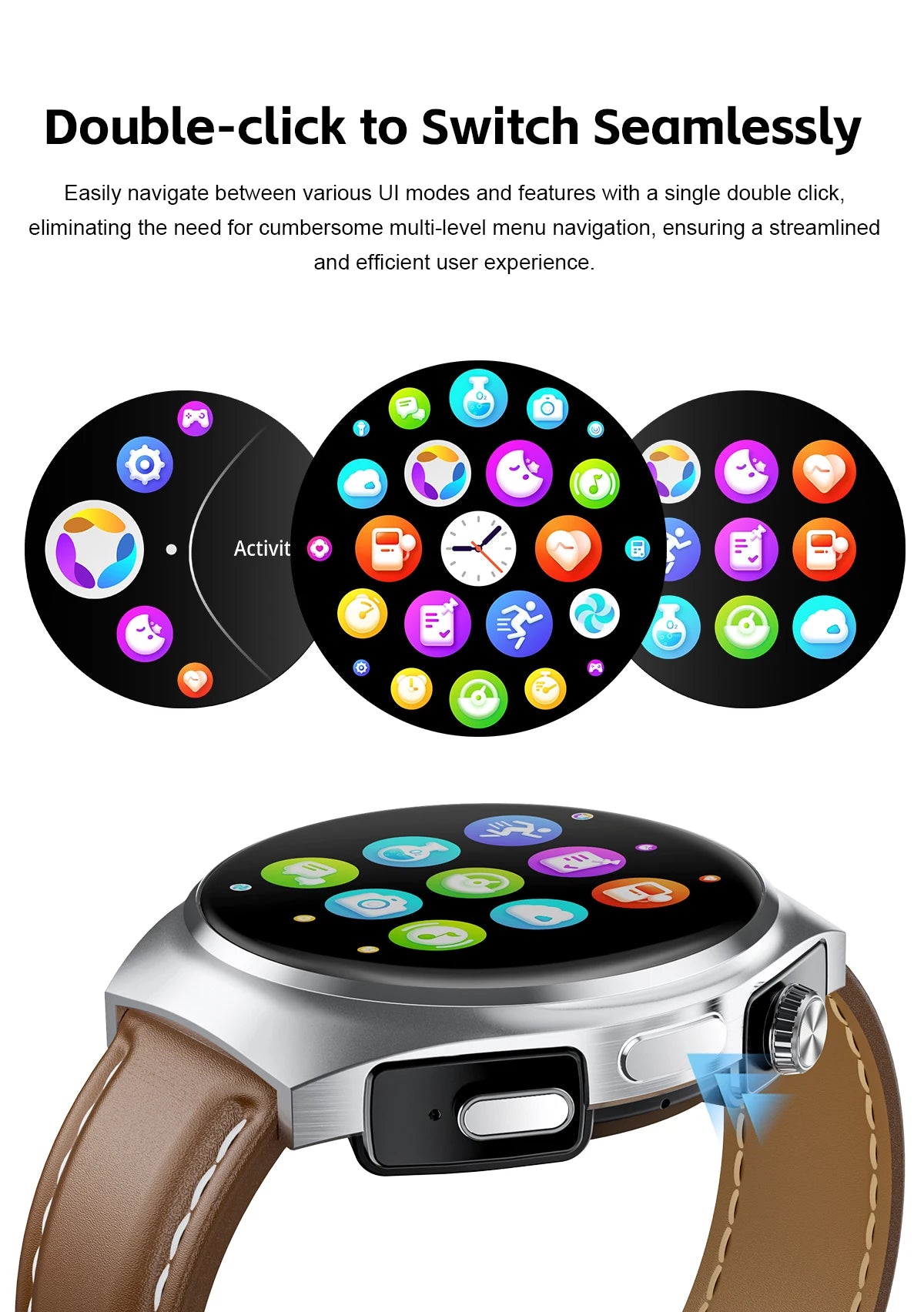 New Smart Watch Headset Two In One Wireless Bluetooth Dual Earbuds Call Health Monitor Sport Tracker Smartwatch - Compatible with HUAWEI IOS