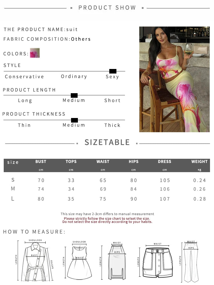 Women Floral Print 2 Piece Set Sexy Low-Neck Backless Crop Tops + Stretch Long Skirts Vacation Trend Beach Style Outfits