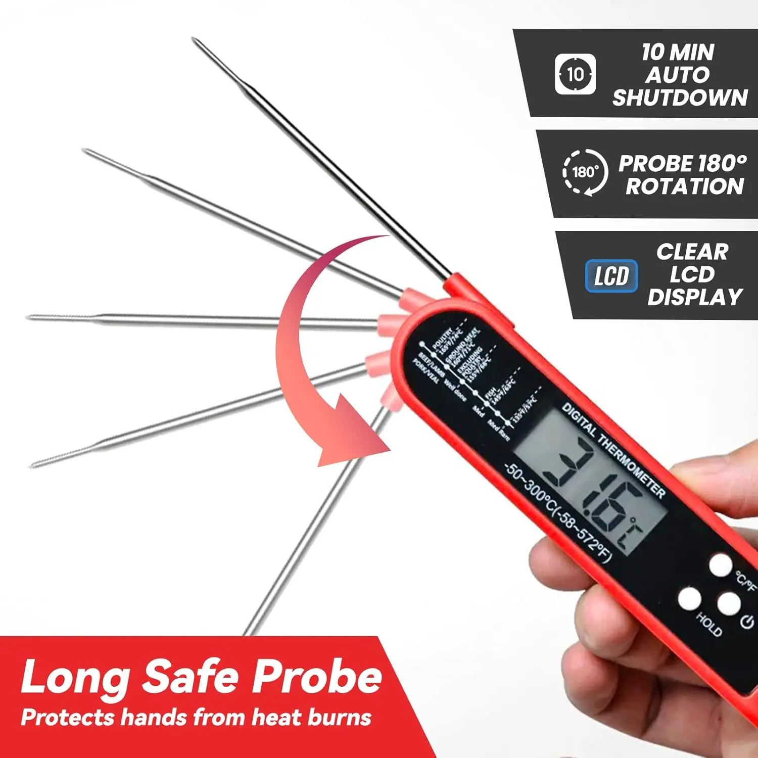 Digital Meat Thermometer for Cooking Kitchen Thermometer with Hold Fast Instant Read Food Thermometer,Candy Making,Outside Grill