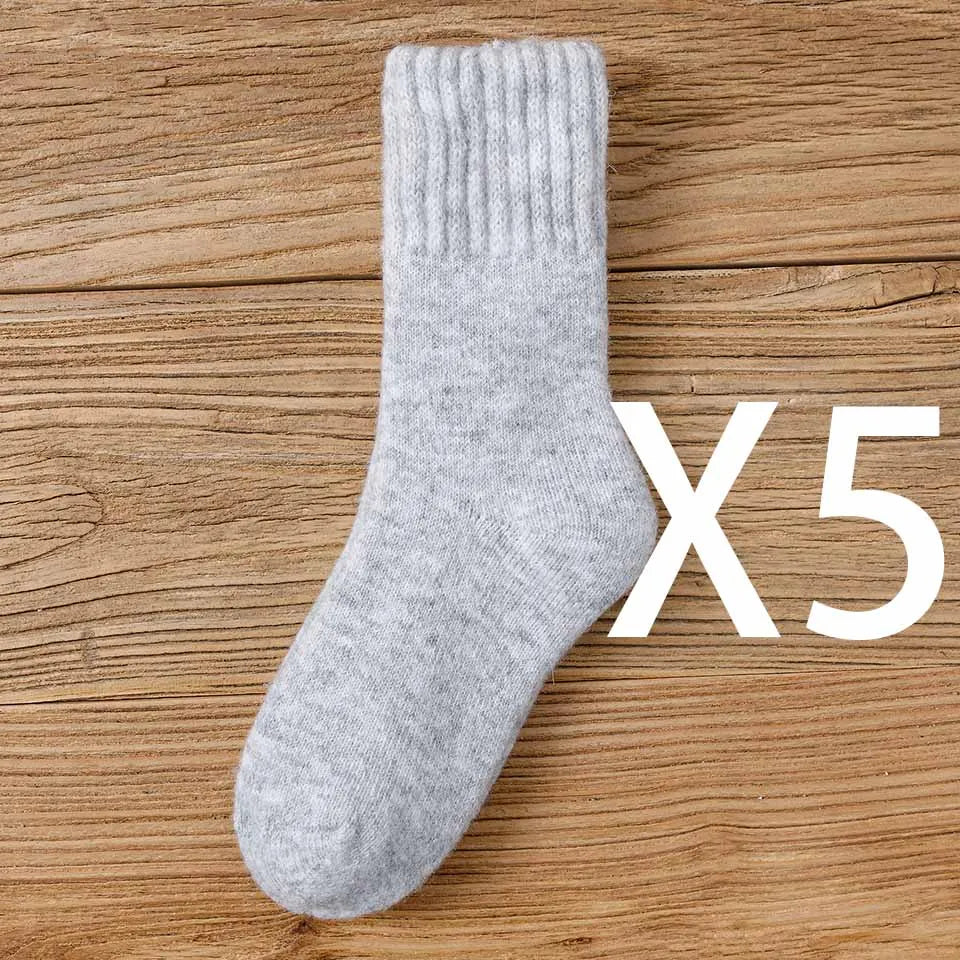 5 paar dikke, warme wintersokken van merinowol voor dames, Harajuku, retro, koudebestendig, modieus, casual, effen, kasjmier, damessokken