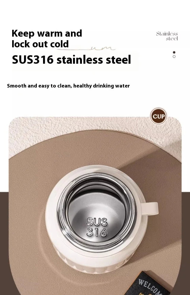 316 SS Vacuum Insulated Thermos Flask - 24/12Hr Hot/Cold Retention, Leakproof, Minimalist Design, Travel Mug Office & Car