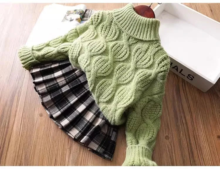 Kids Sweaters Turtleneck Girls Boys Knitwear Children Pullover Warm Kids Base Tops 2-8Y Unisex