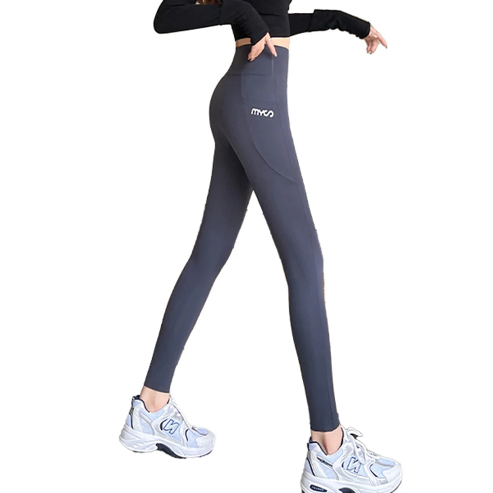 Autumn Winter Women's Leggings High Waist Letter Print Butt Lift Athletic Fitting Slim Basics Pants