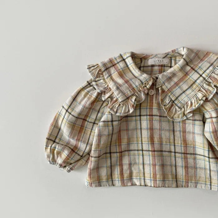Spring Toddler Baby Girl's Shirt Clothing Casual Big Collar Sweet Lapel Long Sleeve Tops Blouse for Children 6M-24M Girls