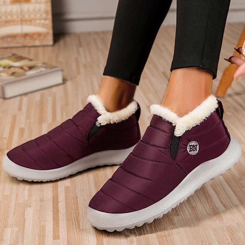 Winter Women Flats Warm Fur Black Ladies Shoes Round Toe Waterproof Shoes Sneakers Women Flat Zapatos De Mujer Shoes Woman