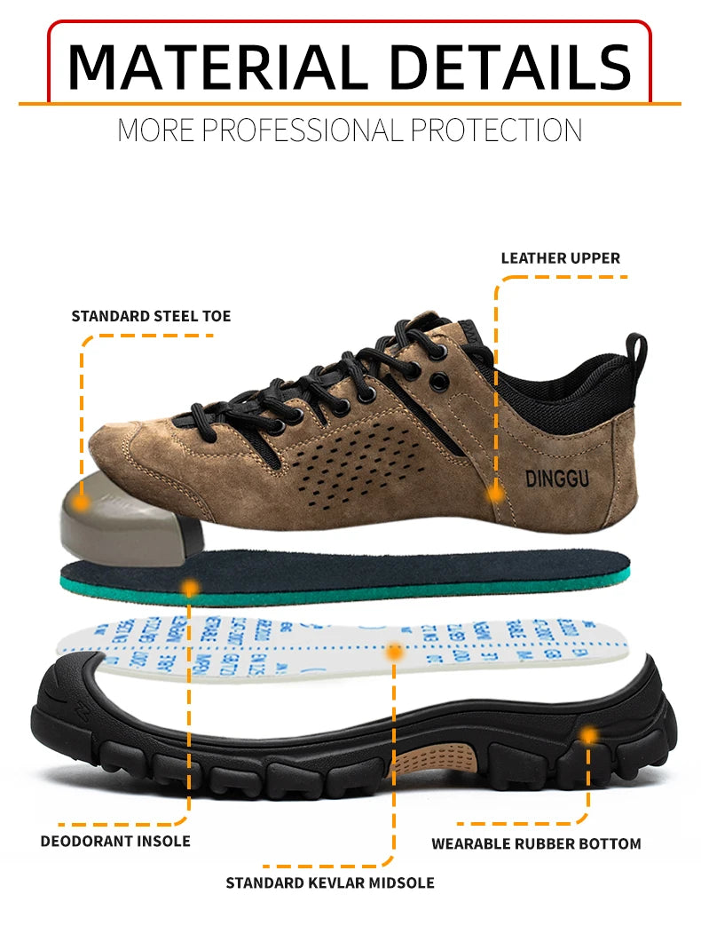 EOCENE Men’s Steel Toe Safety Work Shoes – Lightweight Anti-Smash & Puncture-Resistant Industrial Sneakers