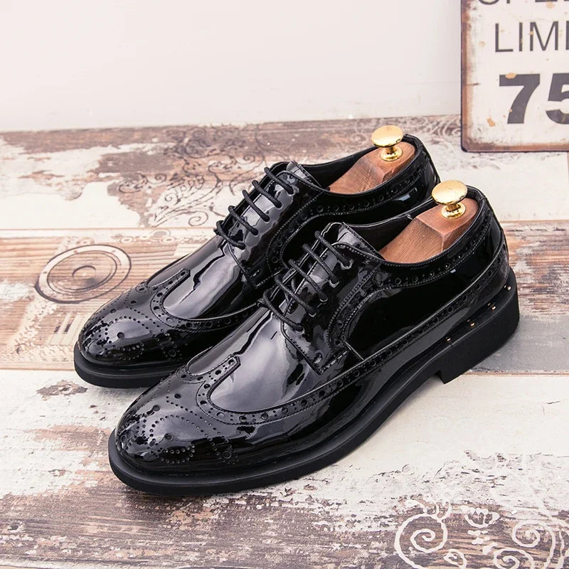 Fashionable Mens Gold Black Shoes New Cool Male Formal Evening Shoes Large Size 38-46 Wedding Dress Shoes for Men