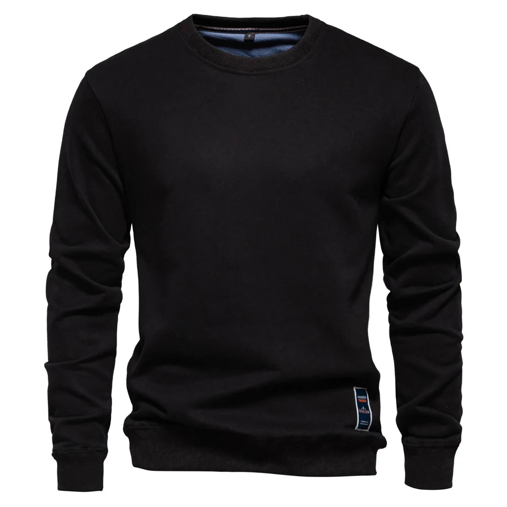 Men's Cotton-Blend Crew Neck Solid Colour Sweatshirts Pullover Casual Sport Sweatshirt for Men