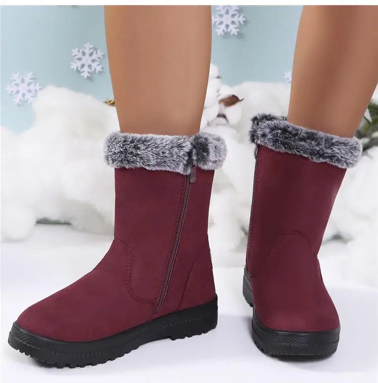 Winterlaarzen voor dames 2025 Trendschoenen Dames Platform Damesschoenen Platte Halfhoge Laarzen Platform Winterlaarzen voor dames Botas Mujer