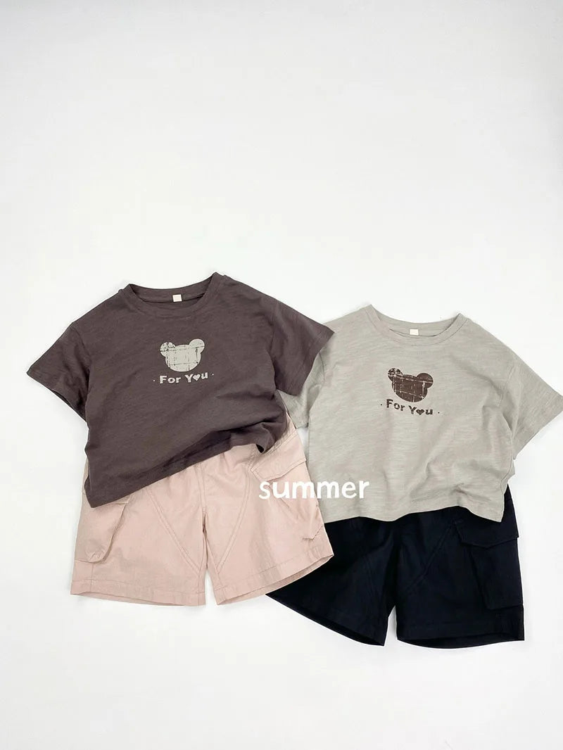 Zomer kinderoveralls schattige effen kleur zak jongens vijfkwart broek kinderen elastische taille meisjes werkkleding kort 1-6T unisex