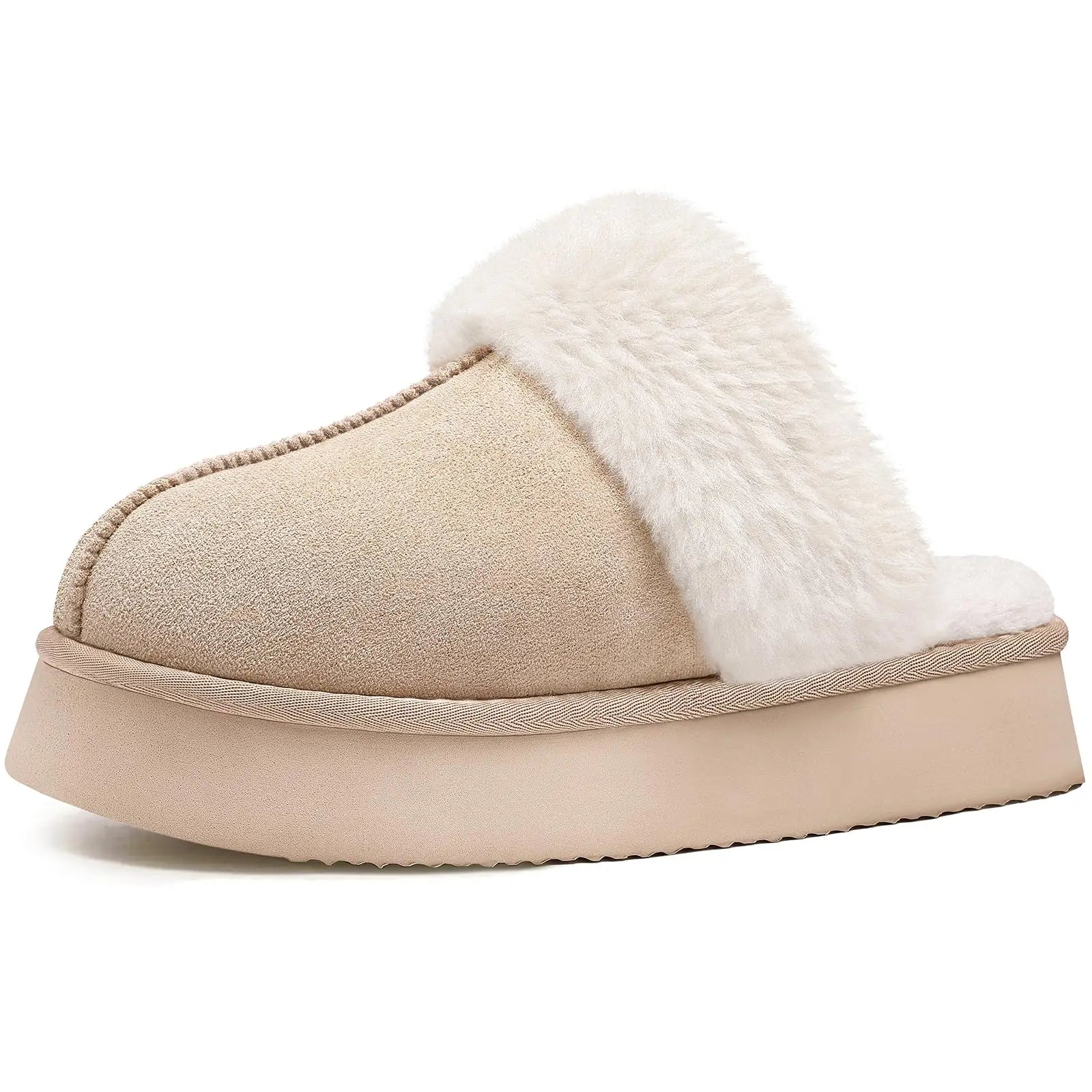 Women's Winter Warm Fuzzy Platform Shoes With Fluffy Memory Foam Suitable For Indoor Use Cosy Ladies' Fur Slides Plush Cotton Slippers