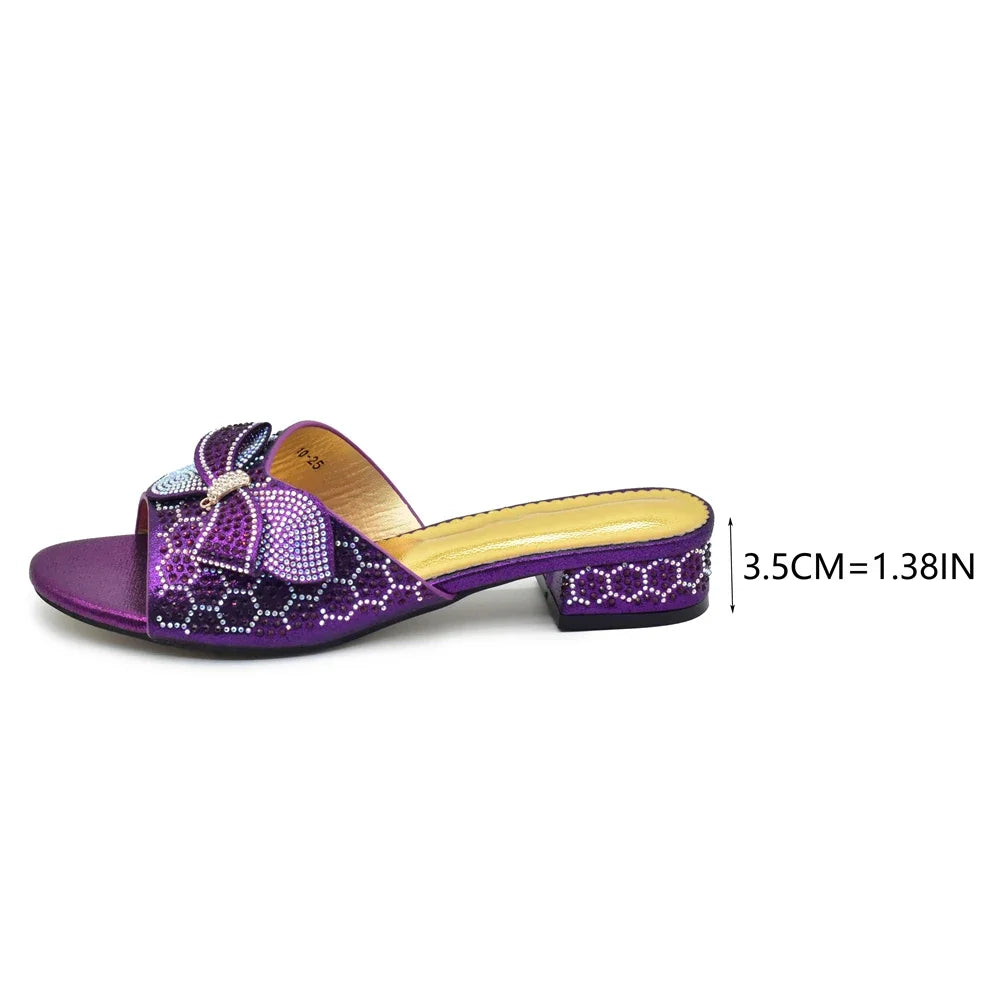 Women's Plus Size Luxury Glitter Studs Bow-tie Round Toe Classical Design Pumps With Low Heels and Rhinestone-Decorated for Ladies' Party Pumps
