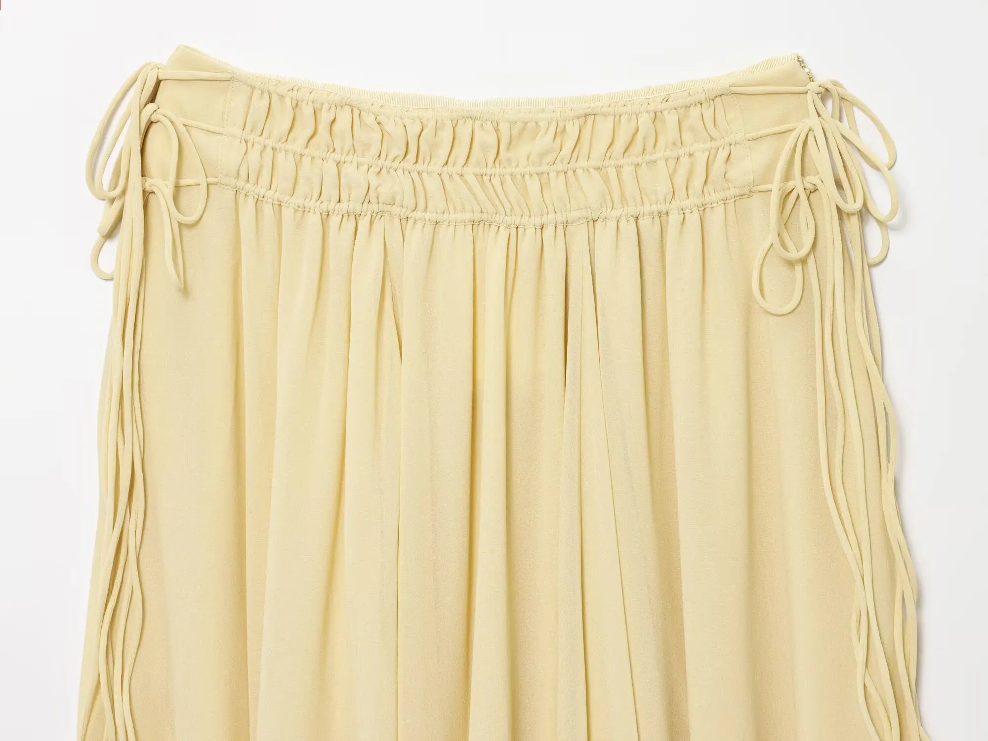 Elegant Yellow Chiffon Midi Skirt High Waist Drawstring Loose Fit Women's Summer Holiday Fashion A-Line Skirts