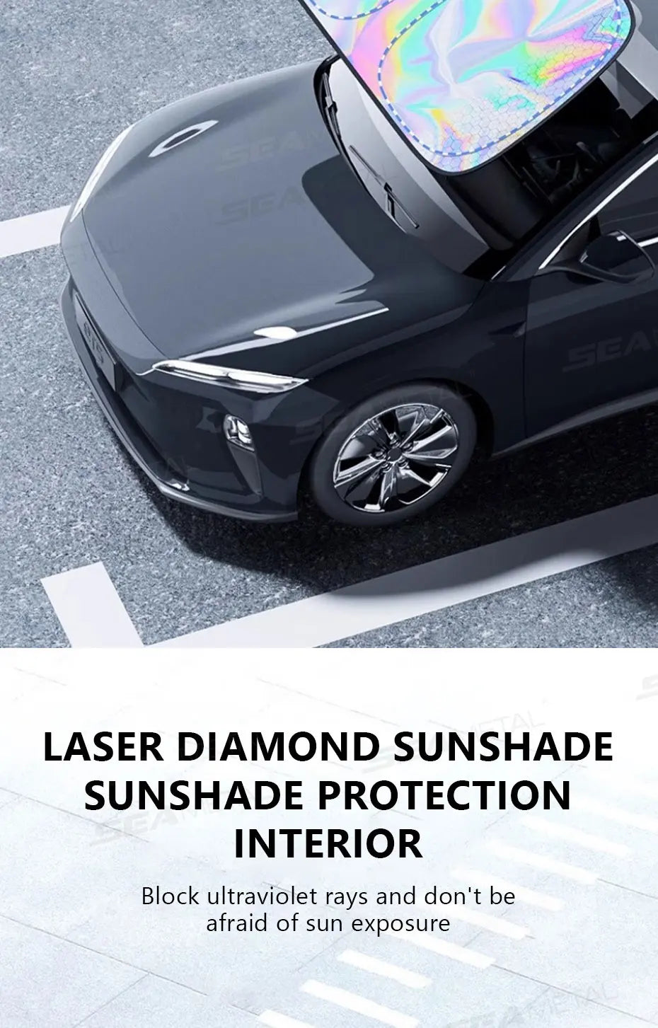 SEAMETAL 5-Layer Car Windshield Sun Shade Cover Foldable Thicken Front Window UV Refletive Sunshade Curtain Sun Protection Cover