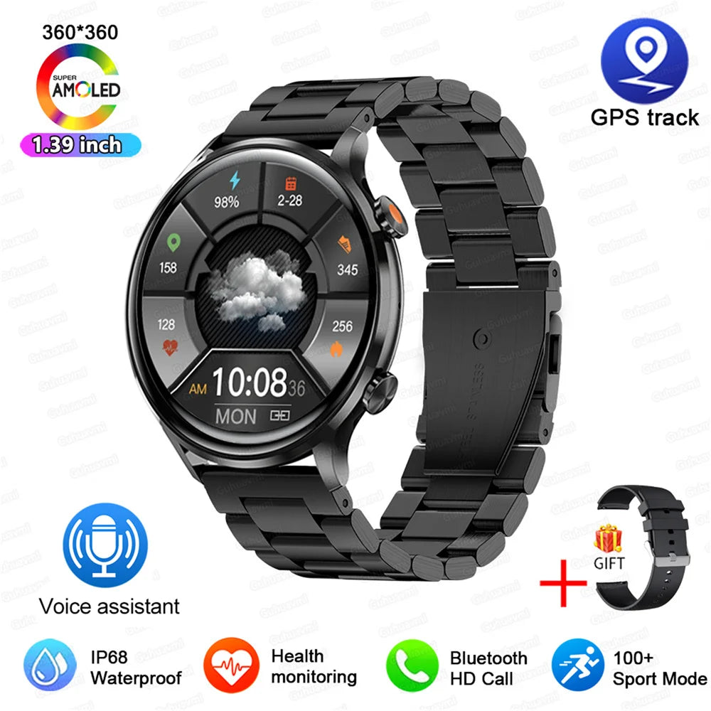 2025 New Smartwatch Women AMOLED HD Screen Always On Display Bluetooth Call IP68 Waterproof GPS Smart Men Watch - Compatible with Android IOS