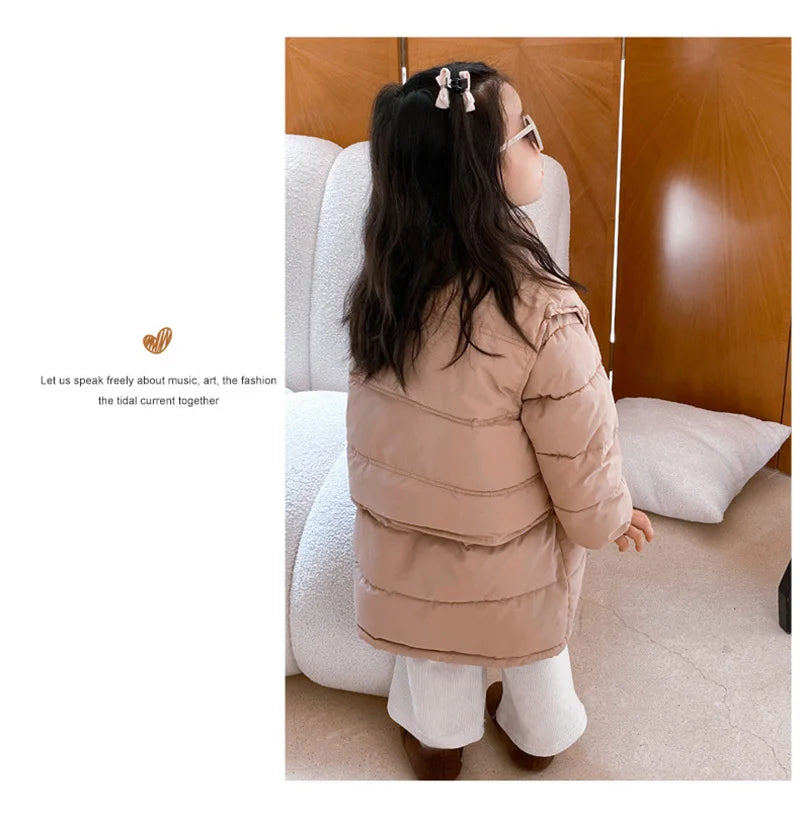 Winter Kids Parkas Thicken Vest And Parkas 2 Pcs Boys Long Parka Cotton Lining Girls Jacket 4-6Y Unisex