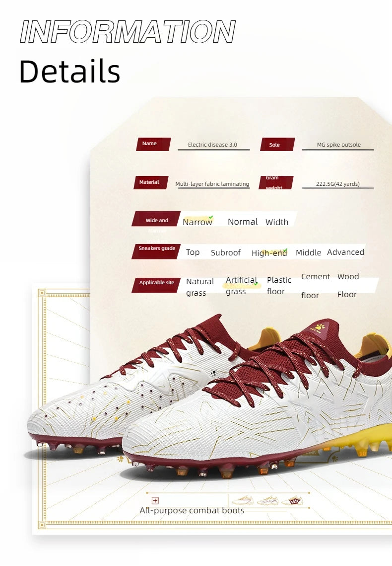 Adult football boots Men's Disease Electric 3.0 Short Spikes Soccer shoes Children's MG Professional Match Training Shoes