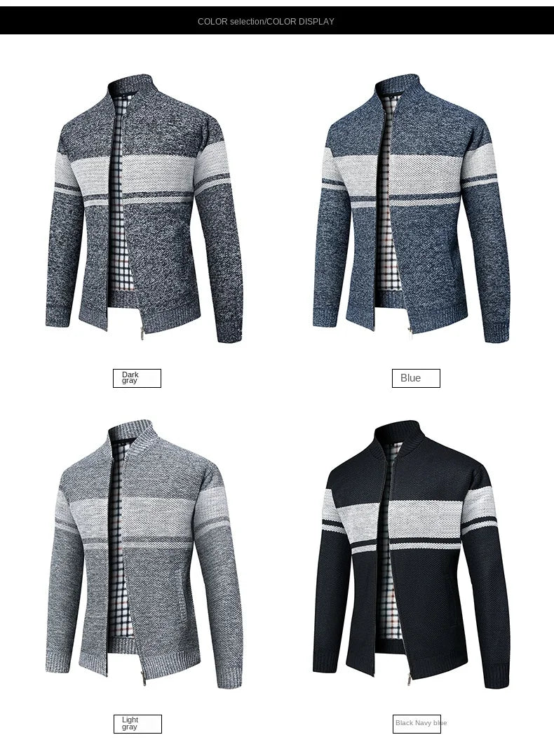Men's High Quality Thick Plus Velvet Brand Casual Fashion Baseball Collar Classic Jacket, Zipper Warm Windbreaker Male Coats