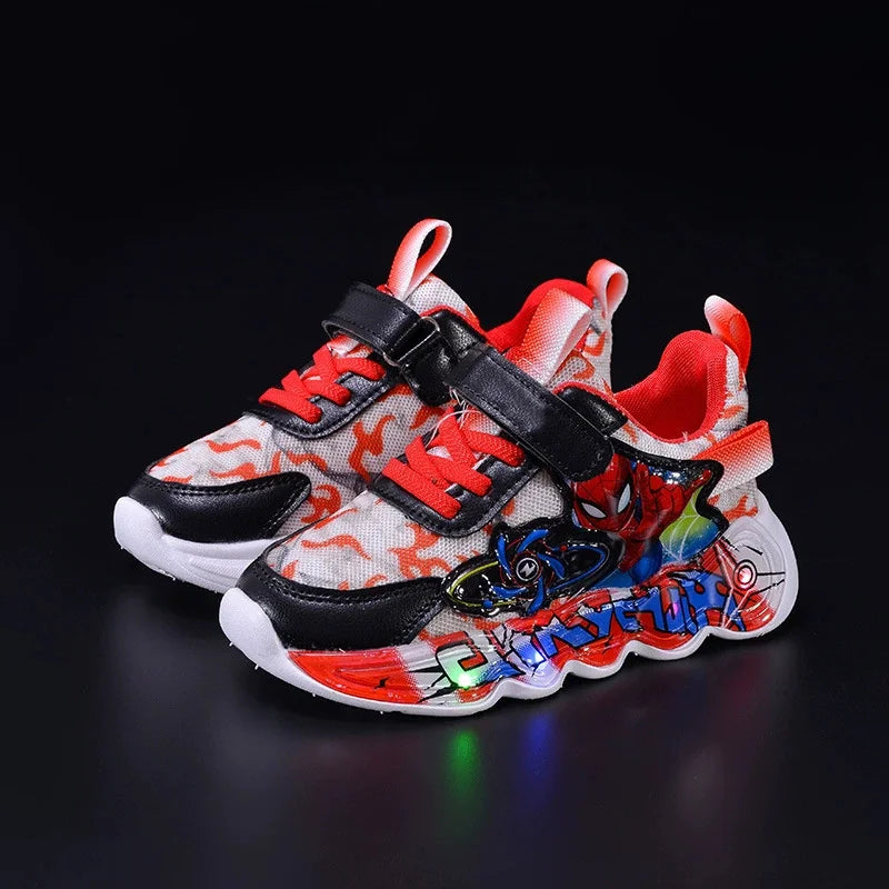 Disney Spider-Man Boys LED Light Up Sneakers  Red/Blue Kids Anti-Slip Outdoor Shoes Spring All-Day Comfort Size 21-31