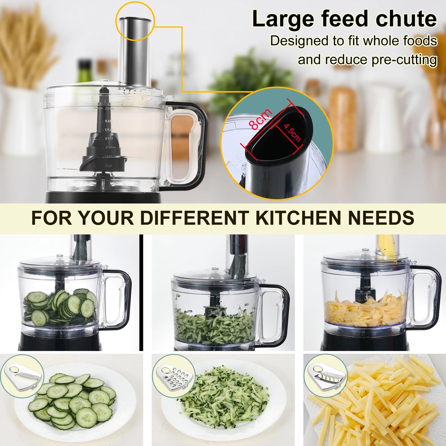 8 in 1 2L Capaciteit 800W met Kan Thuis Keukenmachine Hakmolen Mixer Elektrische Blender Sapcentrifuge