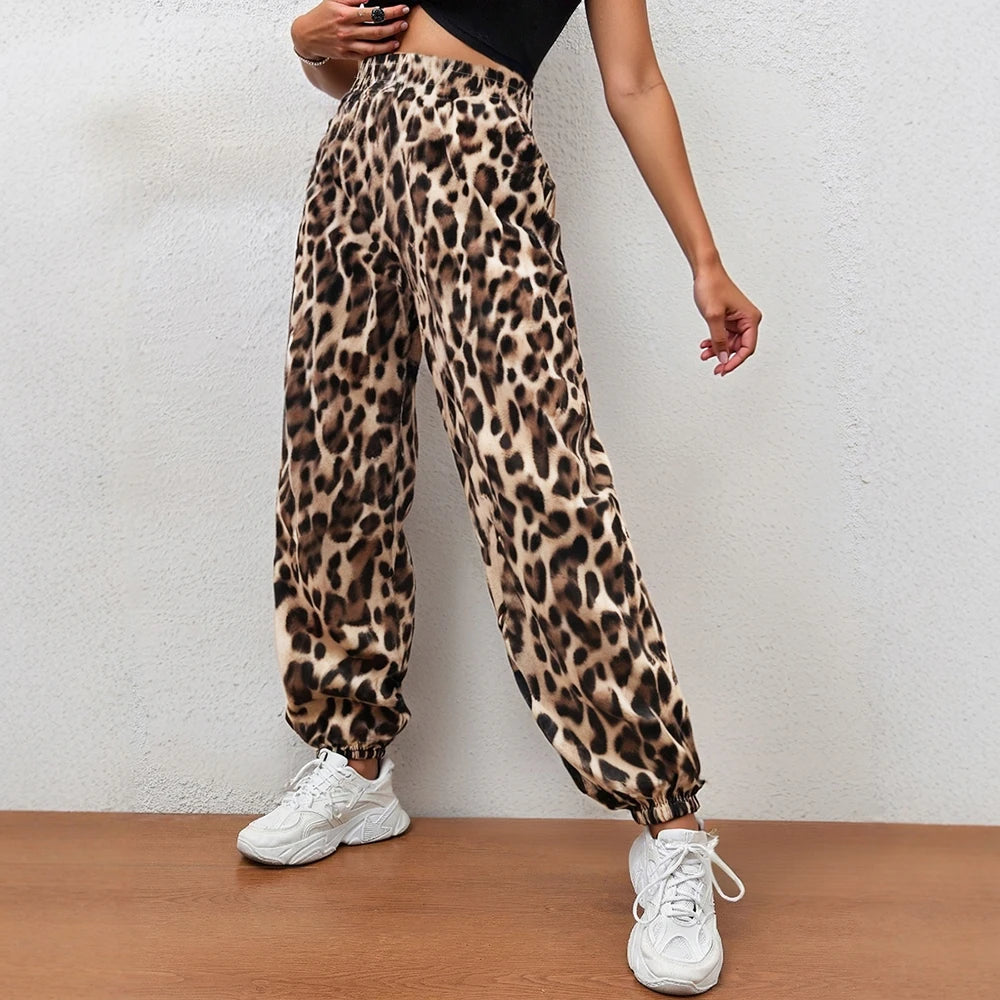 Women's Pants All Season Comfortable Wild Leopard Print Natural Waist Regular Fit Ankle Casual Pants