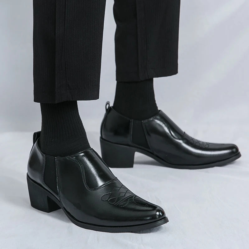 2024 Nieuwe mode heren formele kleding schoenen hoge hak mannelijke formele Chelsea Oxfords schoenen gespleten leren volwassen casual schoenen