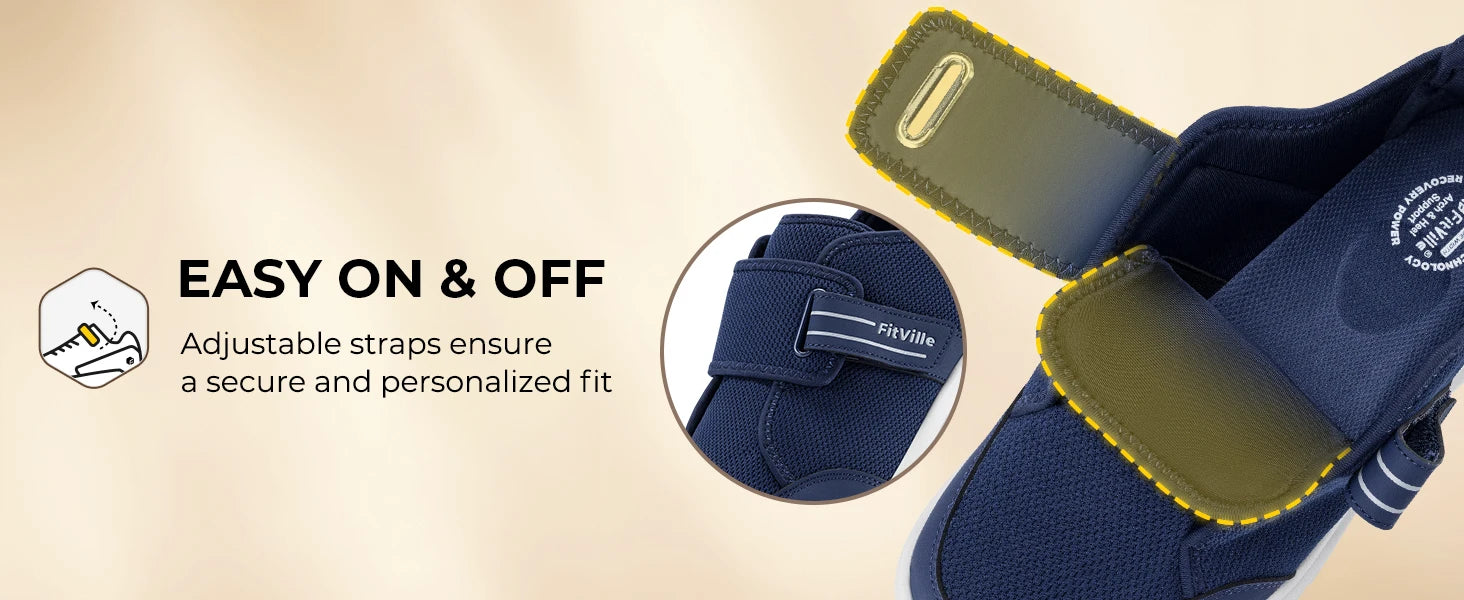 Diabetikerschuhe für Herren, extra breit, mit Klettverschluss, für ältere Menschen, zur Linderung von geschwollenen Füßen und Neuropathie