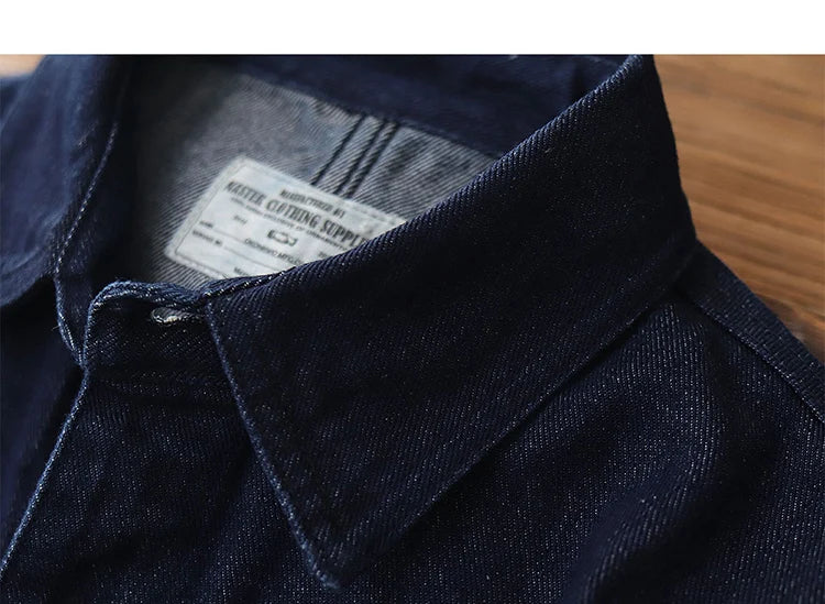 Spring Autumn New American Retro Heavyweight Denim Cargo Jacket Men's Fashion Pure Cotton Washed Multi Pocket Casual Coat