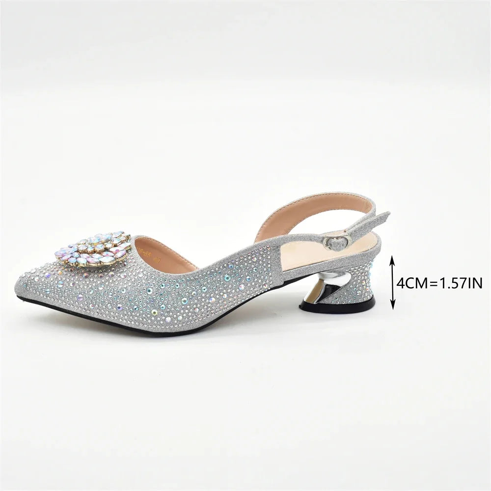 African Women Heel Shoes and Bag Party Set Italian Design with Matching Clutch Bag for Ladies' Wedding