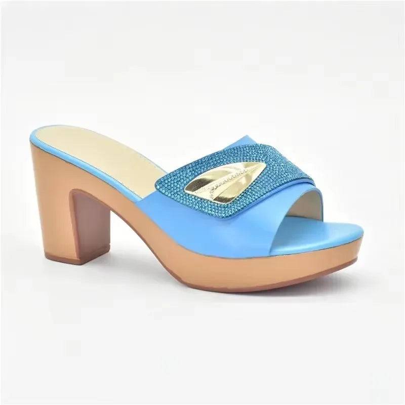 African Party Shoes Decorated with Metal Wedding Shoes for Women Bride Wedges Shoes for Women Luxury Shoes