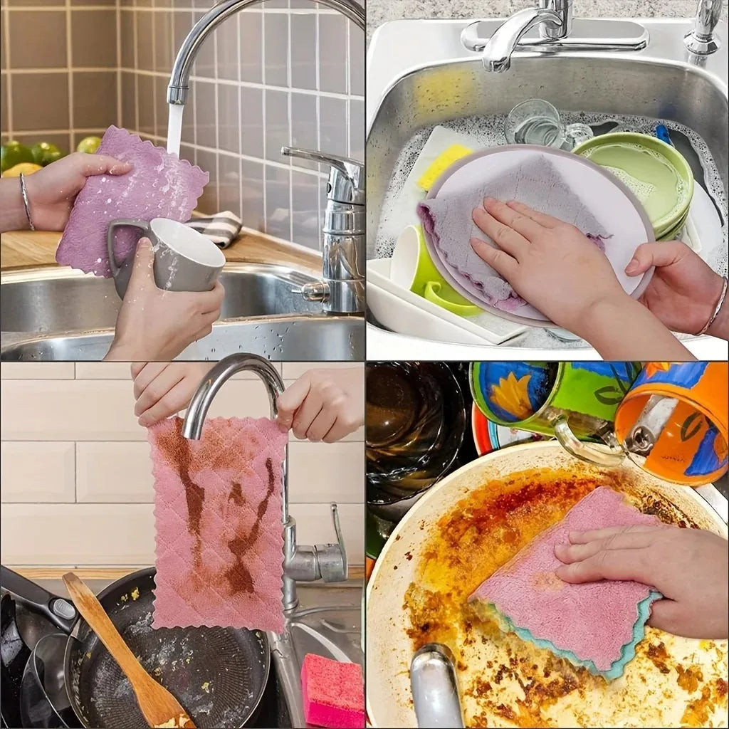 10 stuks microvezel multifunctionele vaatdoeken dubbelzijdig absorberend niet-kras vaatdoeken keukenbenodigdheden accessoires