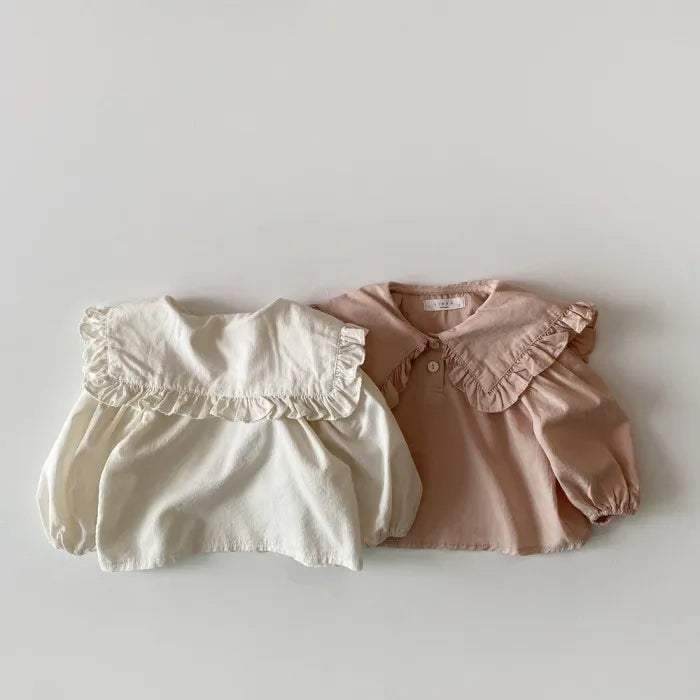 Spring Toddler Baby Girl's Shirt Clothing Casual Big Collar Sweet Lapel Long Sleeve Tops Blouse for Children 6M-24M Girls