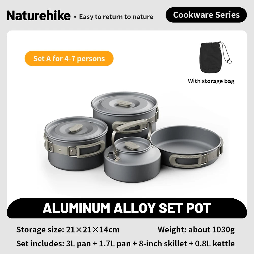 Portable Camping Cookware Set Outdoor Frying Pan Kettle Collapsible Picnic Tableware Kitchenware Furniture