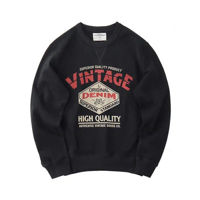 Autumn New American Retro Heavyweight 500g Letter Printed Sweatshirts Men's Fashion 100% Cotton Washed Pullover Casual Sportwear