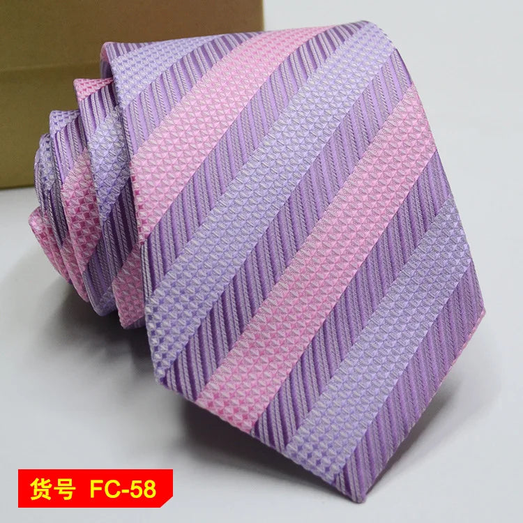 Men's Solid Color Stripe Floral Jacquard Necktie 7-8cm Width Fashionable Daily Wear Cravat for Wedding Party Gift
