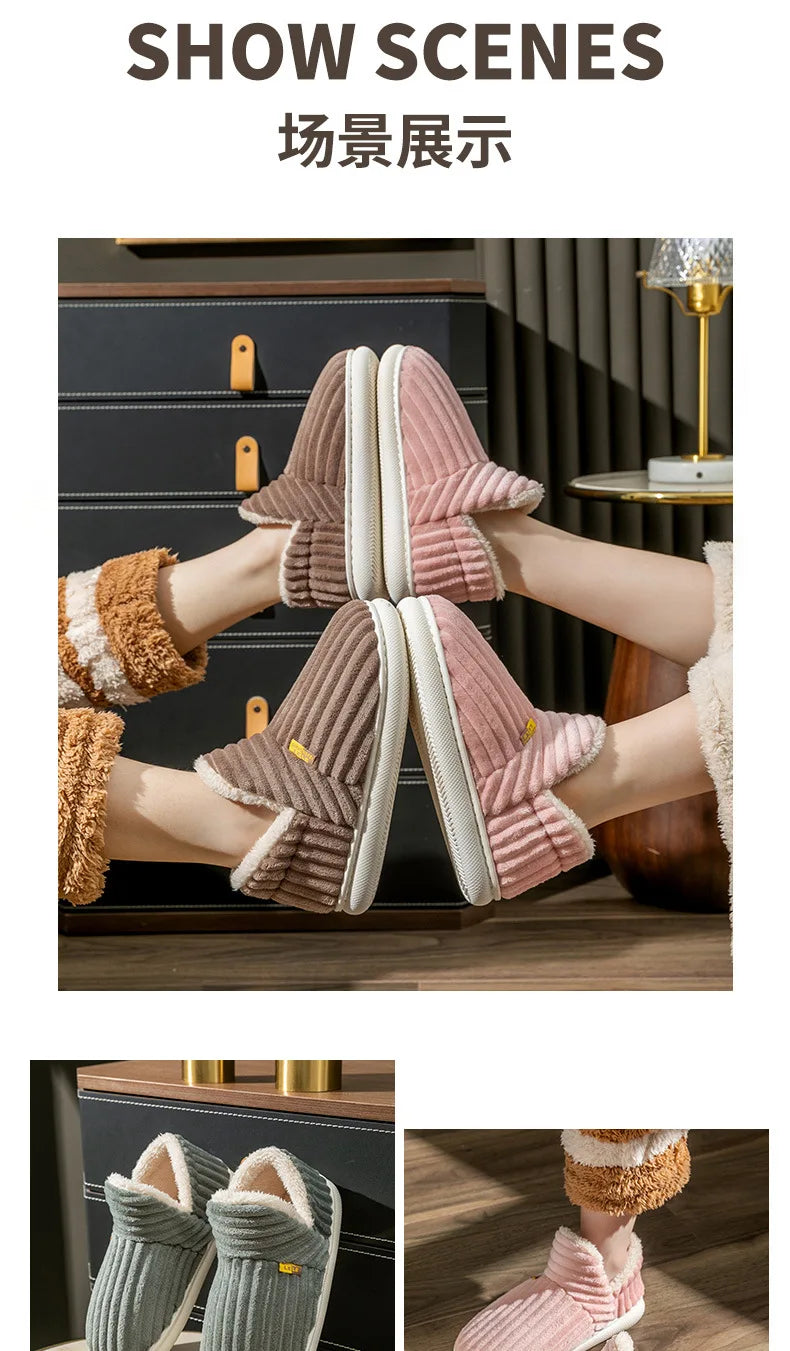 Unisex Warm Plush Fur Winter Slippers Indoor and Outdoor Fluffy Warm Fuzzy House Shoes With Fuzzy Soft Furry For Men & Women