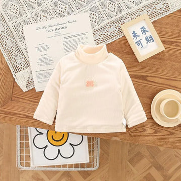 Kid's Winter Blouse 1-5Y Girls Padded Cotton Long Sleeve T-shirt Children's Thickening Warm Bottoming Shirt