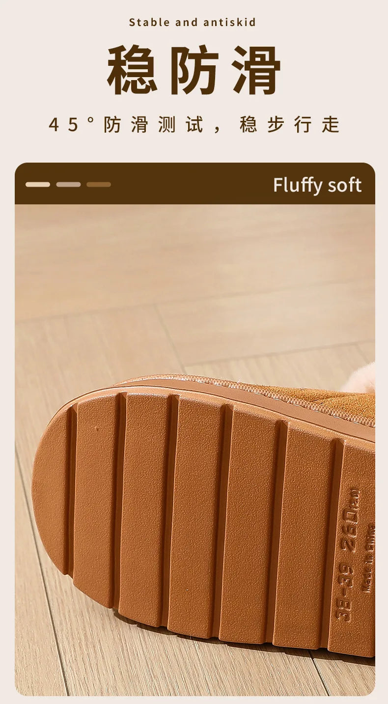 Women's Winter Warm Fuzzy Platform Slippers Suitable As Leisure Indoor and Outdoor Slides Slip On Cosy Fluffy Ladies' Snow Boots