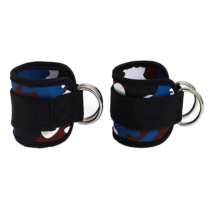 2 stuks enkelbanden met kabel en dubbele D-ring voor enkelboeien voor sportschooltrainingen, bilspieren, benen, kracht, extensies, training, brace, ondersteuning, sport