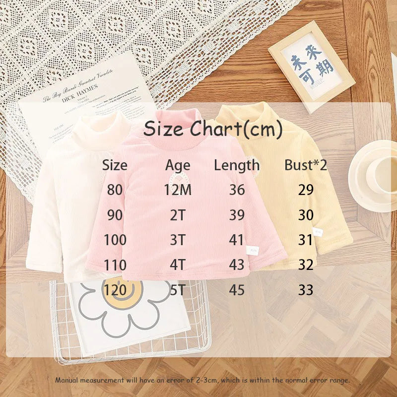 Kid's Winter Blouse 1-5Y Girls Padded Cotton Long Sleeve T-shirt Children's Thickening Warm Bottoming Shirt
