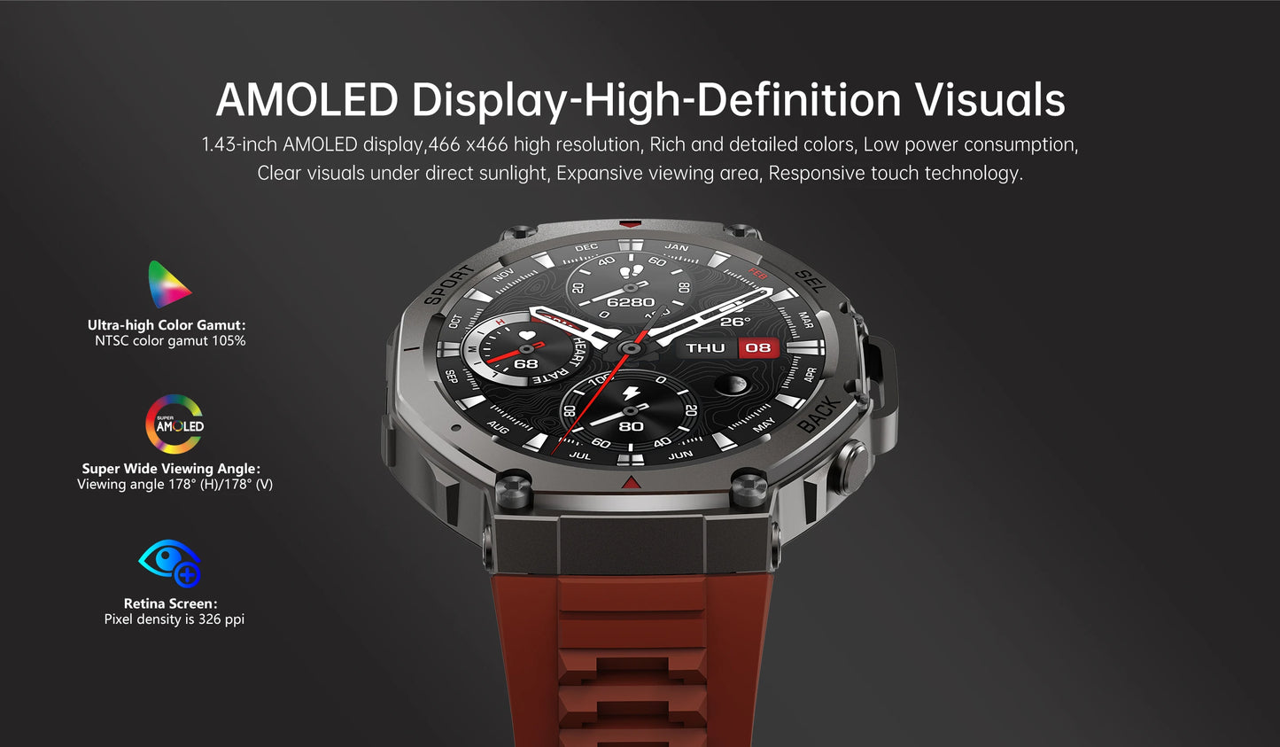 2025 Precise GPS Smart Watch 10ATM Waterdicht Ingebouwde Dual-Band GNSS Kompas Militaire Sport Smartwatch Voor Mannen - Compatibel met Xiaomi IOS