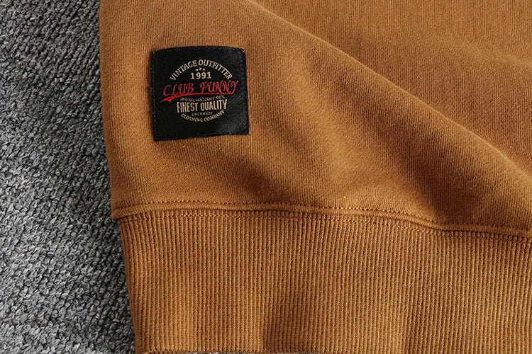 Winter American Retro 420g Thick Velvet Indian Elemet Printed Sweatshirts Men's Simple Washed Youth Casual Pullover Sportwear