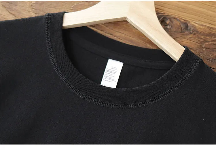 2025 Zomer Nieuwe Amerikaanse Retro 245G Korte Mouw O-hals Effen Kleur T-shirt Herenmode Eenvoudige 100% Katoen Gewassen Casual Tops