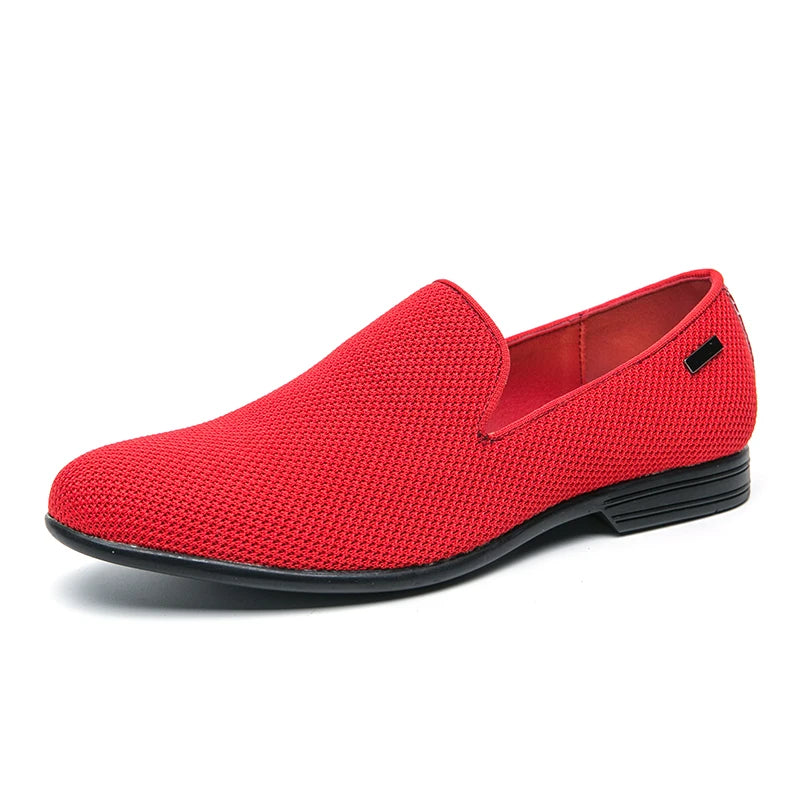 Breathable Mesh Formal Dress Oxfords Shoes for Men Orange Red Male Fashion Casual Loafers England Gentleman Style Shoes