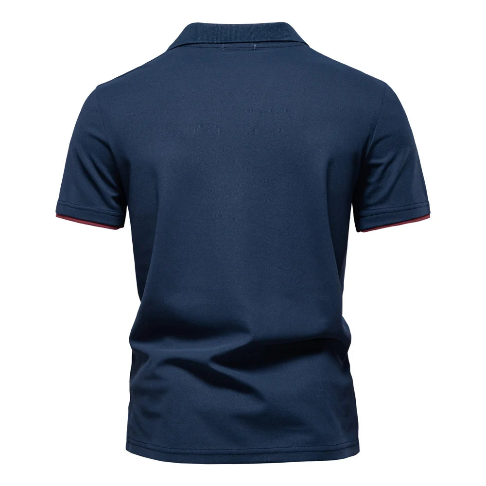 Men's Summer V-Neck Striped Polo Shirt Breathable Slim Fit Polo Shirts for Men Lightweight Casual Athletic Polo