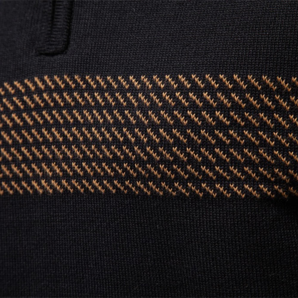 Men's Zipper Sweater Striped Design Knitted Warm Half-Zip Pullover Autumn Winter Outdoor Casual Men's Sweatshirt